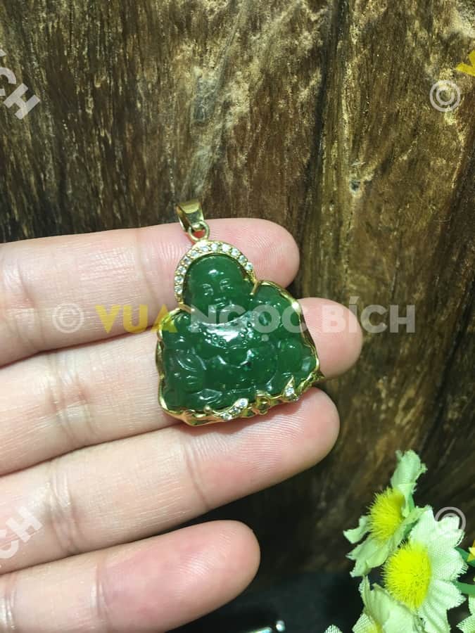 Mặt Dây Phật Di Lạc Ngọc Bích Nephrite Jade Bọc Vàng (MD099) 9 Mặt Dây Phật Di Lạc Ngọc Bích Nephrite Jade Bọc Vàng (MD099) - Hình ảnh 7