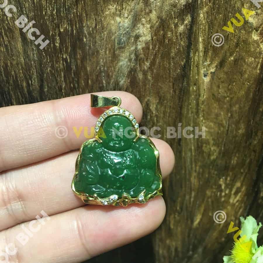 Mặt Dây Phật Di Lạc Ngọc Bích Nephrite Jade Bọc Vàng (MD099) 7 Mặt Dây Phật Di Lạc Ngọc Bích Nephrite Jade Bọc Vàng (MD099) - Hình ảnh 5