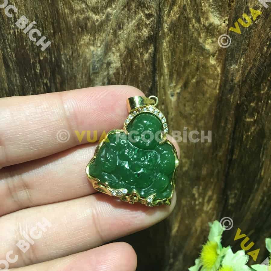 Mặt Dây Phật Di Lạc Ngọc Bích Nephrite Jade Bọc Vàng (MD099) 4 Mặt Dây Phật Di Lạc Ngọc Bích Nephrite Jade Bọc Vàng (MD099) - Hình ảnh 2