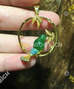Mặt Dây Chim Ngọc Bích Nephrite Jade Bọc Vàng (MD100) 6