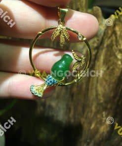 Mặt Dây Chim Ngọc Bích Nephrite Jade Bọc Vàng (MD100) 5