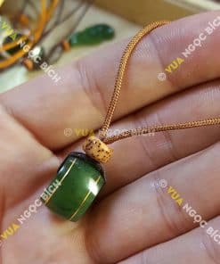 Mặt Dây Đồng Điếu Ngọc Bích Nephrite Jade Mix Dây Dù (MD087) 6
