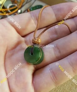 Mặt Dây Đồng Điếu Ngọc Bích Nephrite Jade Mix Dây Dù (MD087) 5