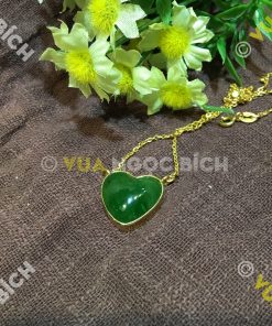 Trái Tim Ngọc Bích Nephrite Jade Bọc Vàng (MD104) 5