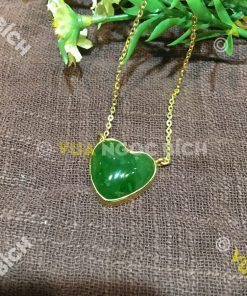 Trái Tim Ngọc Bích Nephrite Jade Bọc Vàng (MD104) 4