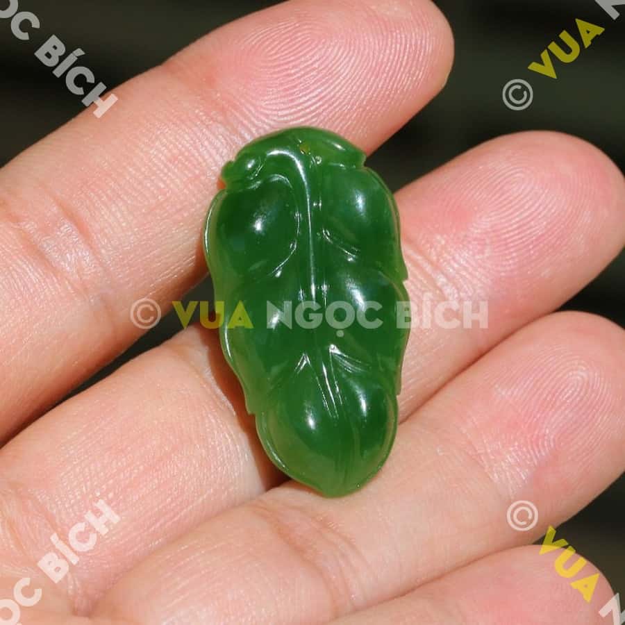Mặt Chiếc Lá Ngọc Bích Nephrite Jade (MD108) 3 Mặt Chiếc Lá Ngọc Bích Nephrite Jade (MD108)