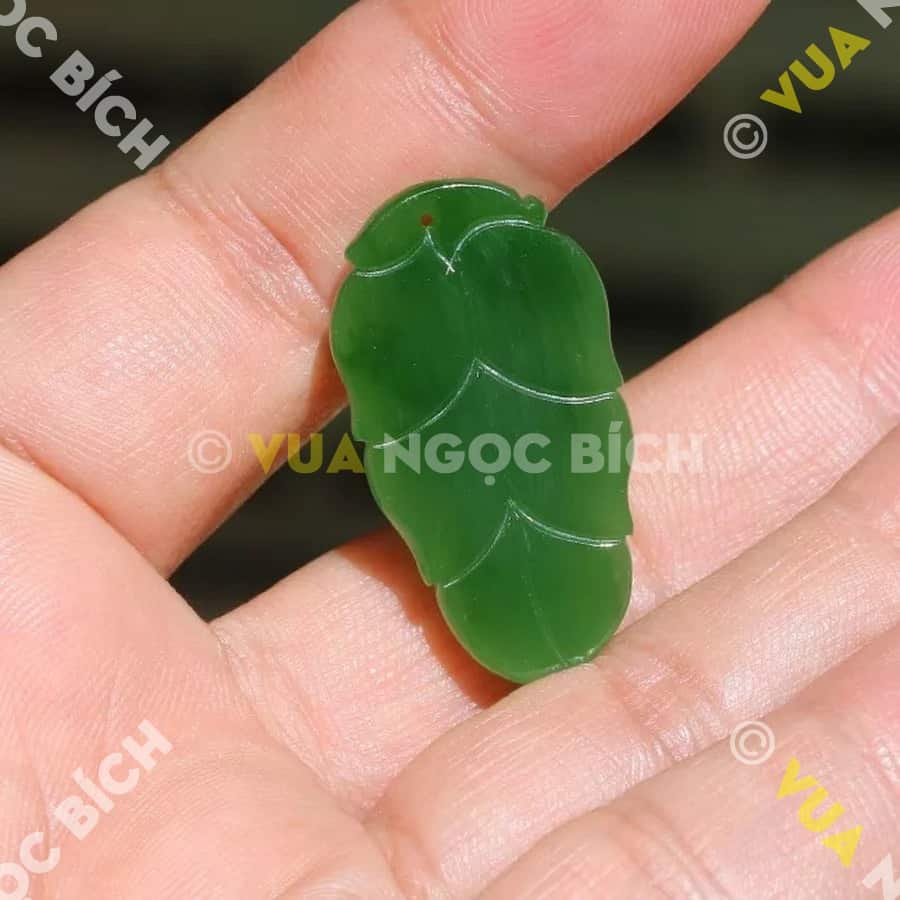 Mặt Chiếc Lá Ngọc Bích Nephrite Jade (MD108) 8 Mặt Chiếc Lá Ngọc Bích Nephrite Jade (MD108) - Hình ảnh 6