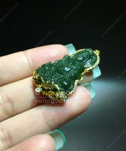 Mặt Dây Chuyền Phật Bà Quan Âm Ngọc Bích Bọc Vàng (MD023) 8