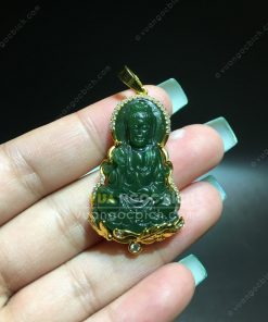 Mặt Dây Chuyền Phật Bà Quan Âm Ngọc Bích Bọc Vàng (MD023) 6