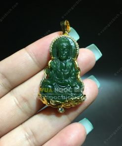 Mặt Dây Chuyền Phật Bà Quan Âm Ngọc Bích Bọc Vàng (MD023) 4