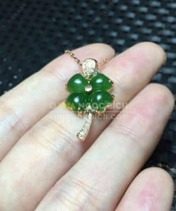 Mặt Dây Cỏ Bốn Lá Ngọc Bích Nephrite Jade (MD165) 6