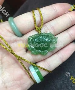Mặt Dây Hoa Sen Ngọc Bích Nephrite Jade (MD110) 5
