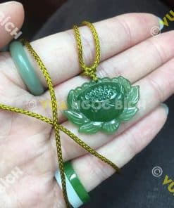 Mặt Dây Hoa Sen Ngọc Bích Nephrite Jade (MD110) 4