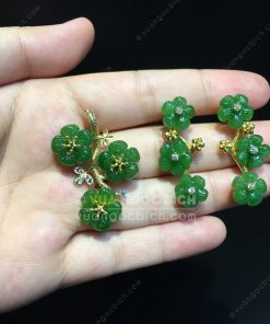 Bông Tai Hoa 5 Cánh Ngọc Bích Nephrite Jade VIP (VNB-BT218) 9