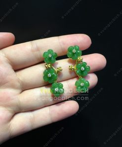 Bông Tai Hoa 5 Cánh Ngọc Bích Nephrite Jade VIP (VNB-BT218) 8