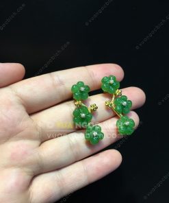 Bông Tai Hoa 5 Cánh Ngọc Bích Nephrite Jade VIP (VNB-BT218) 6