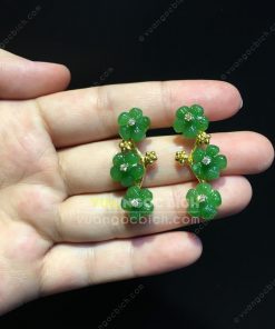 Bông Tai Hoa 5 Cánh Ngọc Bích Nephrite Jade VIP (VNB-BT218) 5