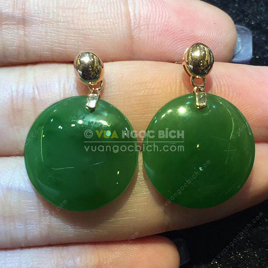 Bông Tai Ngọc Bích Nephrite Jade (VNB-BT205) 3 Bông Tai Ngọc Bích Nephrite Jade (VNB-BT205)