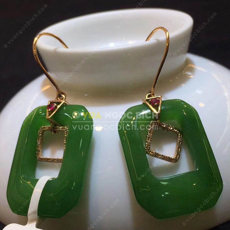 Bông Tai Ngọc Bích Nephrite Jade (VNB-BT207) 3 Bông Tai Ngọc Bích Nephrite Jade (VNB-BT207)
