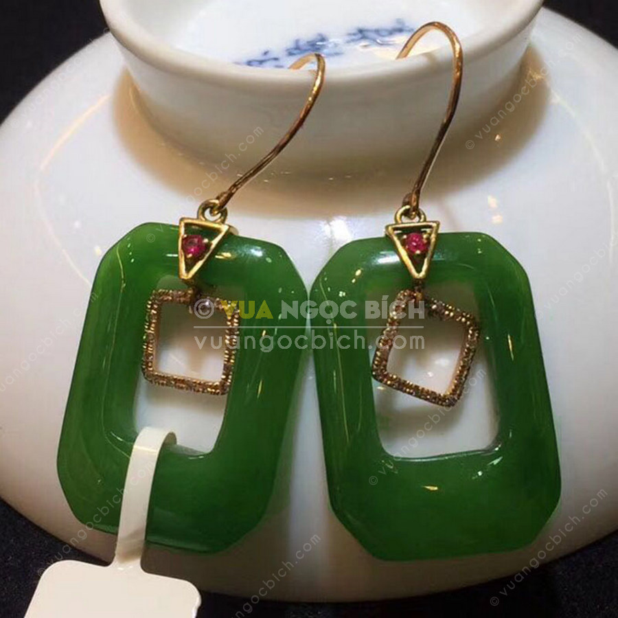 Bông Tai Ngọc Bích Nephrite Jade (VNB-BT207) 6 Bông Tai Ngọc Bích Nephrite Jade (VNB-BT207) - Hình ảnh 4