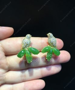 Bông Tai Chim Uyên Ương Ngọc Bích Nephrite Jade VIP (VNB-BT217) 15
