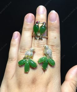Bông Tai Chim Uyên Ương Ngọc Bích Nephrite Jade VIP (VNB-BT217) 6