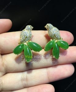 Bông Tai Chim Uyên Ương Ngọc Bích Nephrite Jade VIP (VNB-BT217) 13