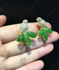 Bông Tai Chim Uyên Ương Ngọc Bích Nephrite Jade VIP (VNB-BT217) 12
