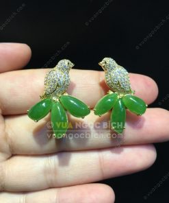 Bông Tai Chim Uyên Ương Ngọc Bích Nephrite Jade VIP (VNB-BT217) 10