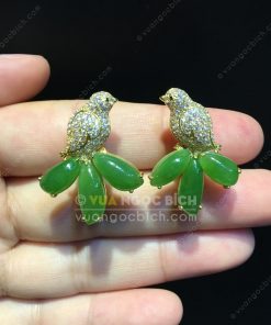 Bông Tai Chim Uyên Ương Ngọc Bích Nephrite Jade VIP (VNB-BT217) 9