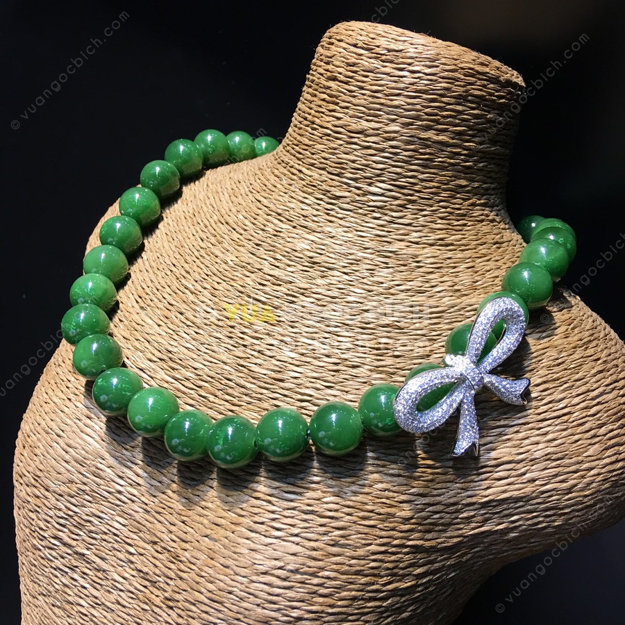 Chuỗi Vòng Cổ Ngọc Bích Nephrite Jade 10mm VIP (VNB-CC088) 3 Chuỗi Vòng Cổ Ngọc Bích Nephrite Jade 10mm VIP (VNB-CC088)