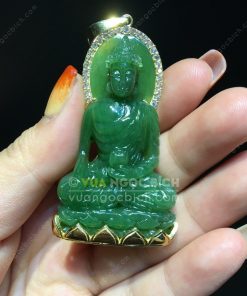 Mặt Dây Phật Hoà Bình Thế Giới Ngọc Bích Bọc Vàng (VNB-MD212-1) 7