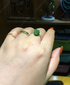 Nhẫn Hoa Mẫu Đơn Ngọc Bích Nephrite Jade (VNB-NN039-2) 7